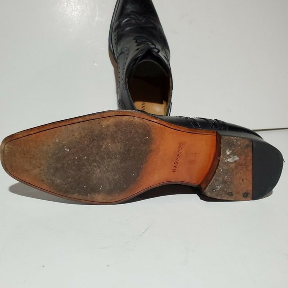 Magnanni Sergio Wingtip Oxford Dress Shoes Black Calfskin Leather 13974 Sz 9 M